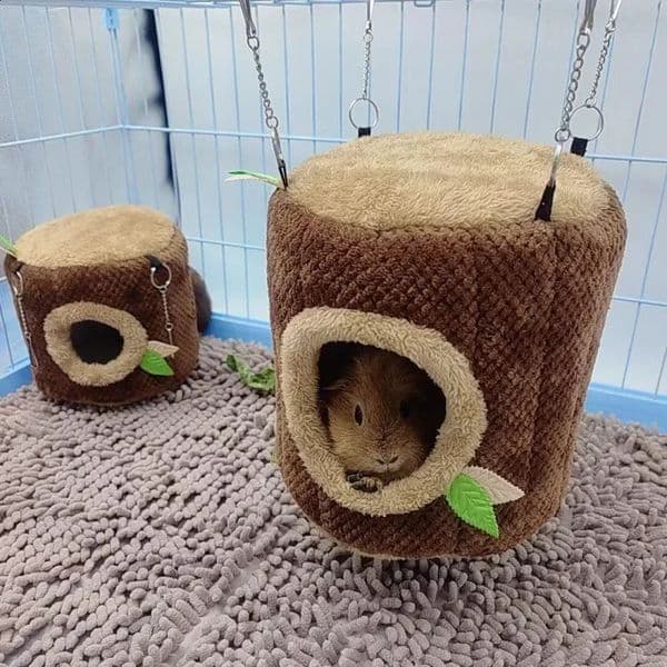 Tree Stump Shape Warm Hamster Hammock Winter Mole Tunnel Small Animal Hanging Bed Hamster Nest Pet Cage Household Supplies 240801