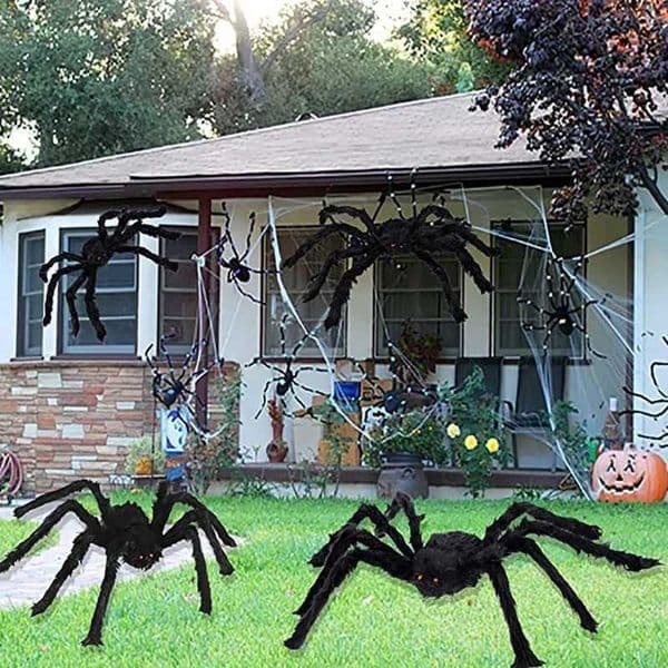 30cm/50cm/90cm/125/150/200cm Halloween Giant Black Plush Spider Decoration Props Kids Toy Haunted Outdoor Party House Decor Y240801