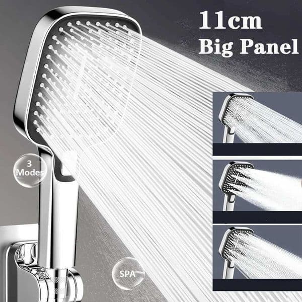 Rectangular high flow rain shower head silver 3-mode large panel high-pressure water-saving shower mixer bathroom accessoriesW240730