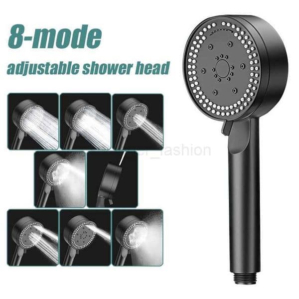 8 Modes Adjustable Shower Head High-pressure Water Saving Black Showerhead Handheld Massage Showers Bathroom AccessoriesXJ240802