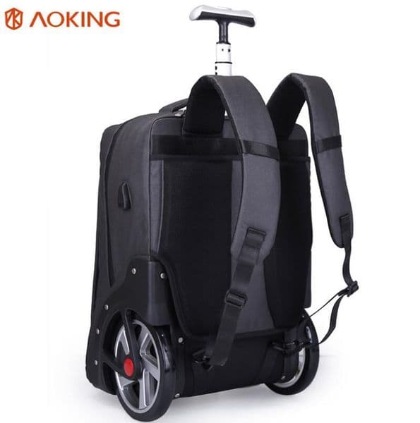 Aoking Men's Trolley Bags Wheels Business Travel Rolling Luggage Backpack Travelling Baggage Bag oxford wheeled backpack bag