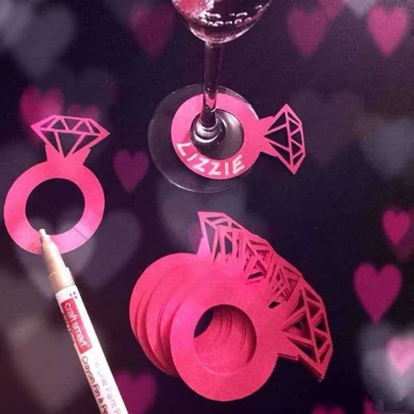 12pcs Ring Confetti Wedding Bachelorette Party Decor Diamond Ring Wine Glass Cards Engagement Bridal Shower Party Supplies Y240801