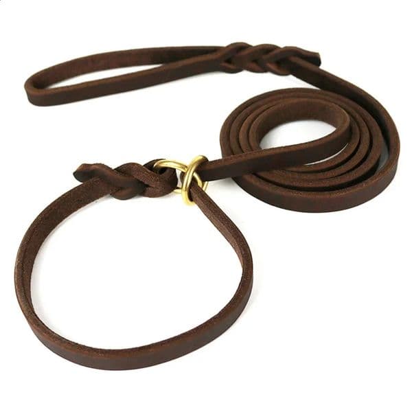 140180cm Leather Dog Leash Soft Genuine Leather Slip Lead Collar Dog Leash Adjustable Dog Training Leash for Medium Large Dogs 240802