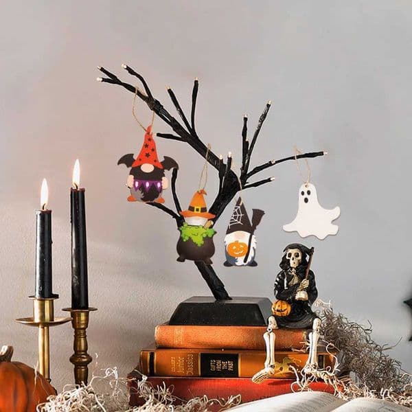 New Halloween Decorations Ghost Pumpkin Wooden Pendants Halloween Party Atmosphere Decoration Faceless Old Man Pendants Y240801