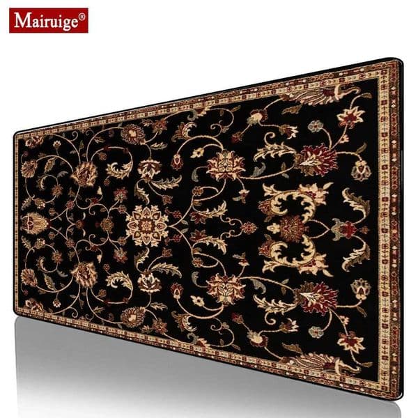 Vintage Persian Rug Black Mouse Pad XXL Gamer Desk Mat Large Keyboard Pad Gaming MousePad 90x40cm/70x30cm for Laptop Table PadsM240802