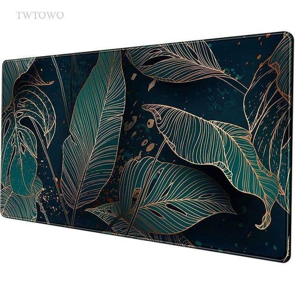 Golden Green Palm Leaves Mouse Pad Gamer XL New Home HD Mousepad XXL Playmat Soft Non-Slip Carpet Laptop Table MatM240802