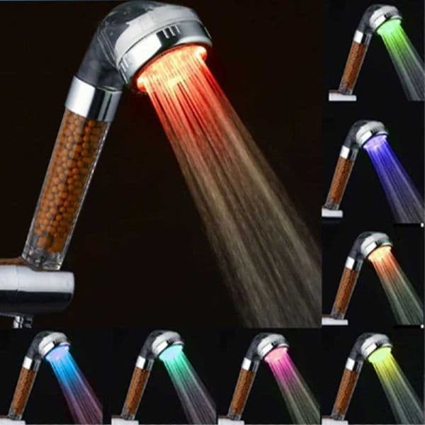 Led Shower Head Color Changing Temperature Sensor Shower High Pressure Water Saving Rainfall Showerhead Bathroom AccessoriesXJ240802
