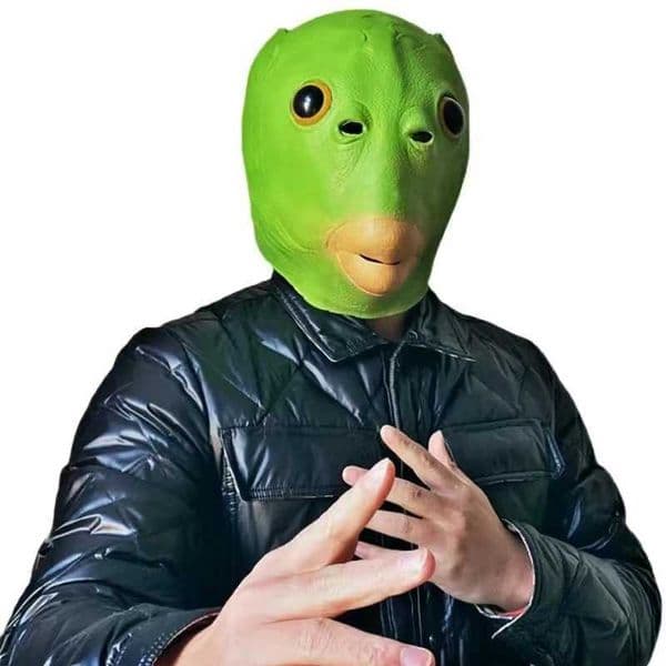 1Pcs Creative Plastic Green Fish Head Monster Mask Strange Funny Green Fish Head Cover Party Halloween Head Set ToysXJ240802