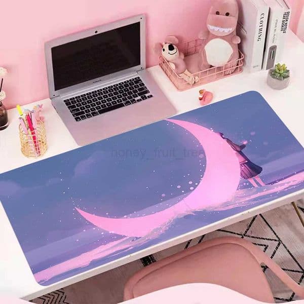 Cute Moon Locking Edge Mouse Mat Waterproof Mousepads Mouse Mats Desk Pad Mousepad Keyboard Mat Large Natural Rubber Mouse PadM240802
