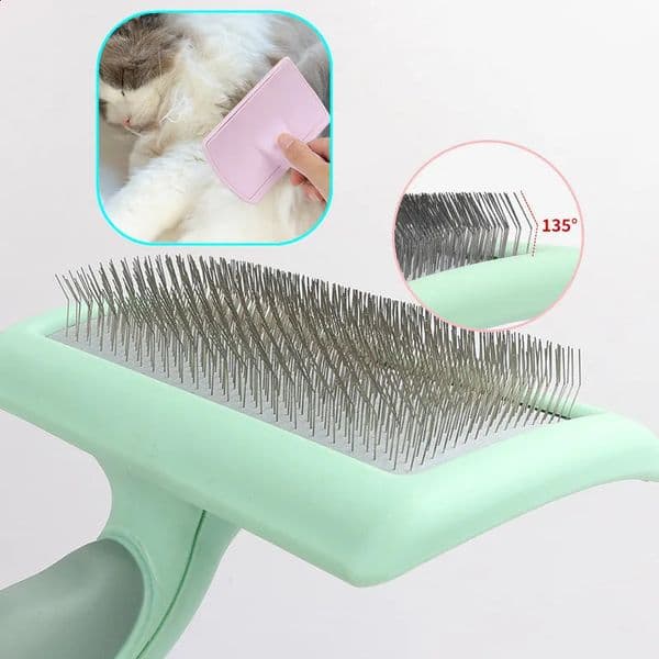 Dog Brush Stainless Steel Dogs Combs Massage Grooming Pet Hair r Cleaning Tools Soft Handle Cat Comb 240802