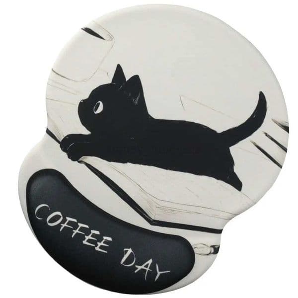 Cute Cartoon Cat Mouse Pad Black Gel Non-Slip Wrist Rest Pad with Wrist Rest Support Typing and Pain Relief for Home OfficeM240802