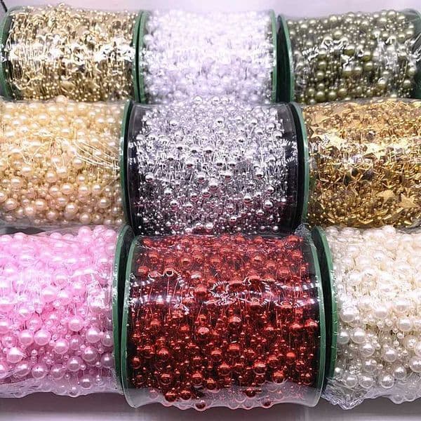 5 Yards 3-8mm Fishing Line Artificial Pearls Flower Beads Chain Garland Flowers Wedding Party Decoration Diy Accessories Y240801
