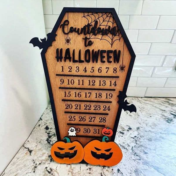 Halloween Advent Calendar Wooden Countdown To Christmas Decor Horror Ornaments Ghost Haunted house Home Party Decoration Y240801