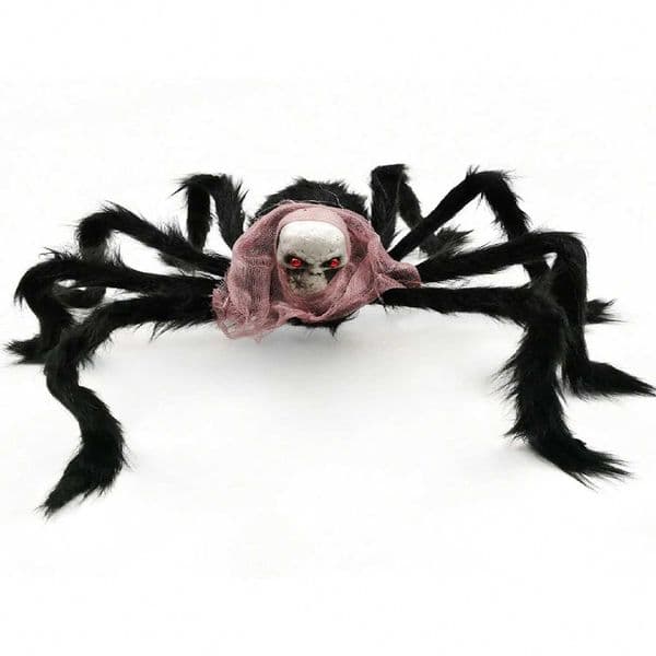 1pc- Halloween decoration Giant spider 30-inch (about 76.2 cm) hairy scary fake skeleton spider realistic black spider props s Y240801