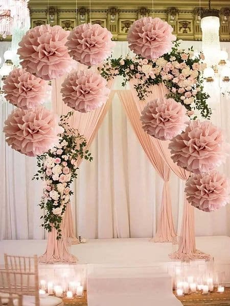 9 paper pompom puffy hanging decorations for birthday scenes wedding party graduation decorations Y240801