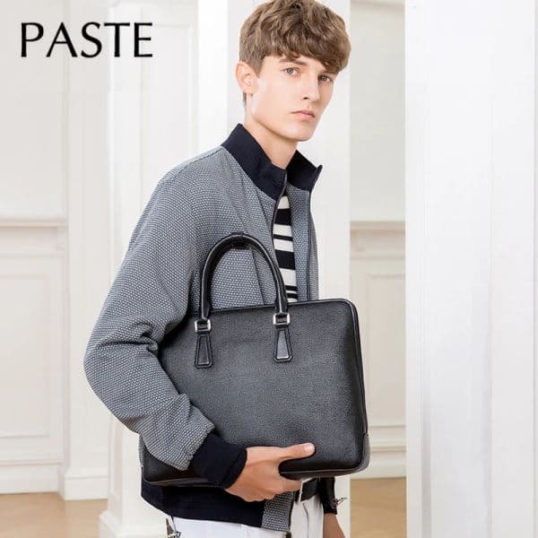 2023 Luxury Genuine Cow Leather Men's Briefcases 15" Laptop Notebook Handbag Big Cowhide Men Business Messenger Bags for Male