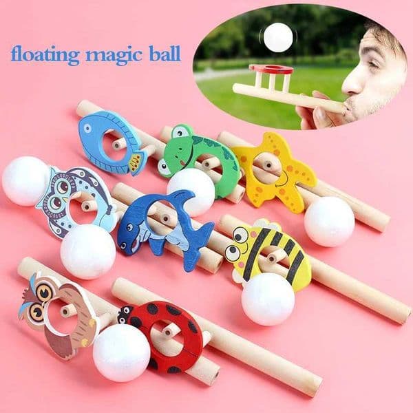 1Pc Wood Floating Blow Pipe Ball Game Toy Board Game for Children Balance Training Floating Blowing Ball Kids Educational Toy Y240801