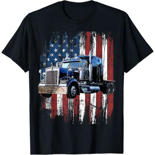 25ss T shirt Mens Trucker American Flag Shirt Truck Driver Gift T-Shirt shirts tshirt graphic tee Casual tops summer clothes Short sleeve Free shipping