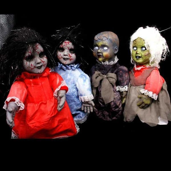 Horror Baby Doll Trick Doll Halloween Theme Garden Outdoor Decoration Ghost Prop Horror Evil Clown Ghost Bride Doll Y240801