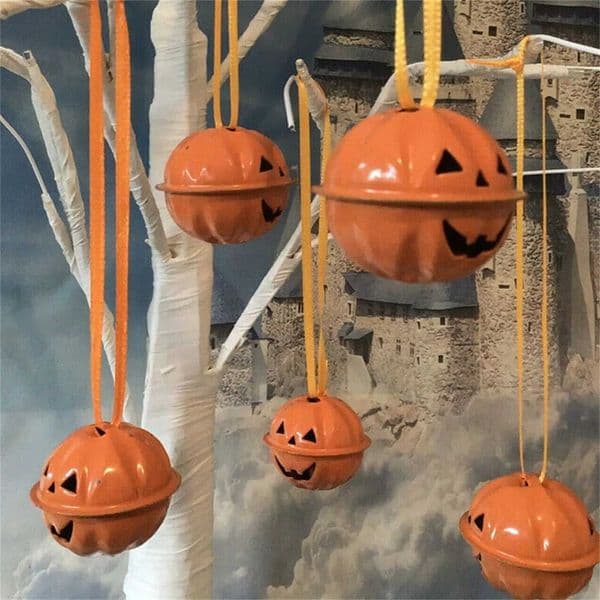 5Pcs 4cm Halloween Bell Iron Horror Pumpkin Bells for Halloween Home Decorations Pets Hanging Pendant Kids Gifts Supplies Y240801