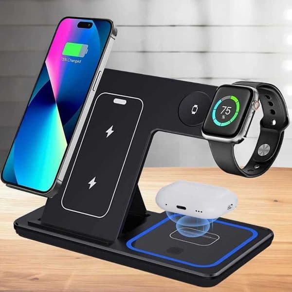 15w 3in1 Magnetic Smart Watch Charger Wireless Fast Charging Station Folding Charging Stand For IPhone 15 14Mobile phone hoderM240731
