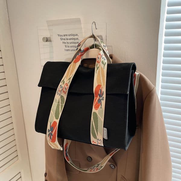Female Bags Square Canvas Tote Fashion High-capacity Handbag For Girls And Students Shoulder Bag Black Green White