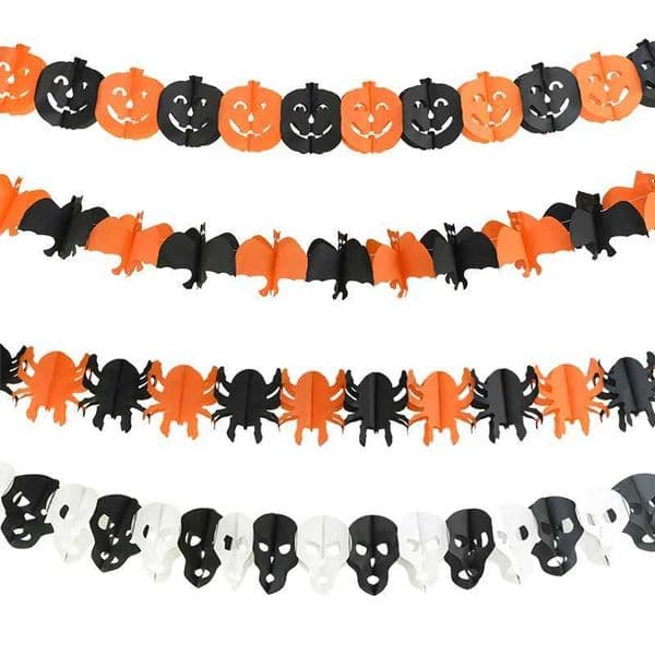 5pcs Halloween Hanging Garland Bunting Bat Pumpkin Ghosts Spider Paper Banner Halloween Party Decorations Horror Props Y240801