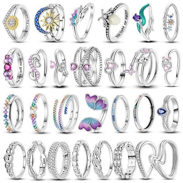 Sun Moon Ring Sparkling Heart Original 925 Ring Women Engagement Jewelry Anniversary Wholesale W240802