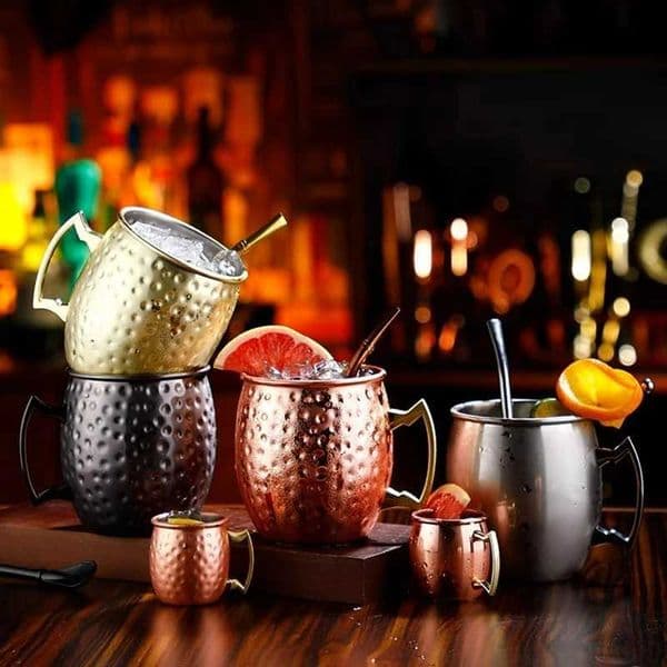 Creative Hammer Copper Mugs Moscow Mule Mug Stainless Steel Cocktail Mug Metal Beer Mugs Personalized Cocktail Glasses CupsM240803