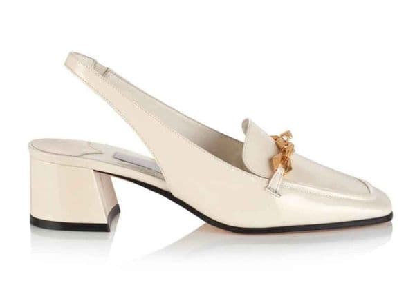 Brand sandal low heels Diamond Tilda 45mm Block heeled leather slingback pumps white sling back square toe calfskin leather shoes with box 35-42