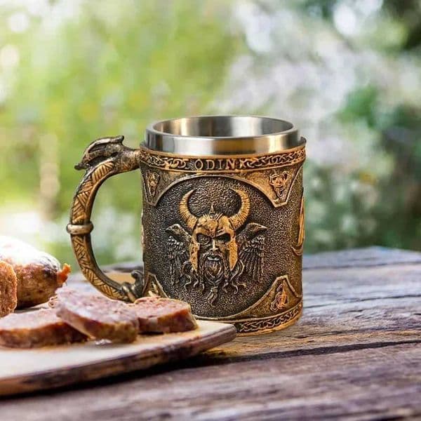 Medieval Norse mythology Folklore Viking Mars beer mug American vintage wine glass embossed Eagle Pirate Skull mug StainlessM240803