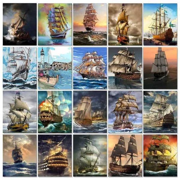 GATYZTORY Painting By Numbers Scenery DIY Oil Coloring By Numbers Ship Picture Drawing On Canvas Paint Art Pictures Home DecorXJ240803