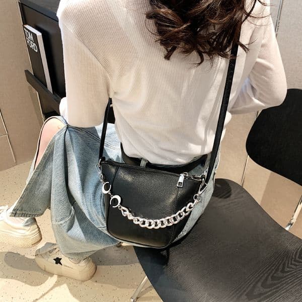 Women's New Casual Bag Soft PU Small Shoulder Bag Leather Handbag Vintage Shopping Bag Women Underarm Bag Clutch Zipper Tote