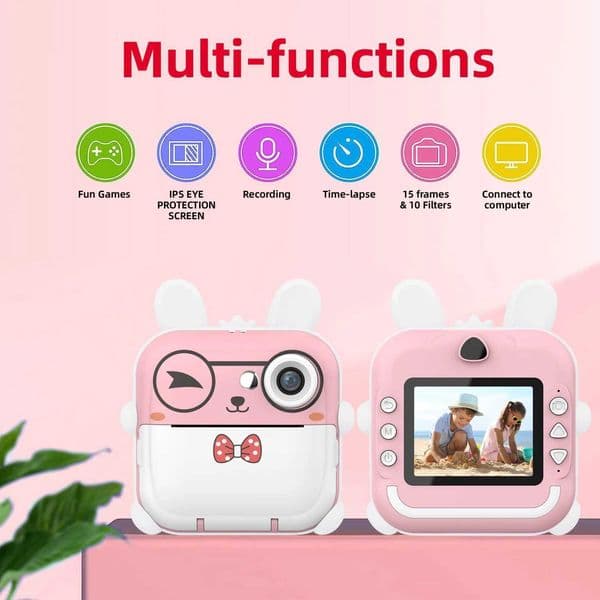 Children Digital Camera 2.4Inch Kids Instant Camera HD Mini Digital Video Camera Thermal Print Camera Educational Toys GiftM240803