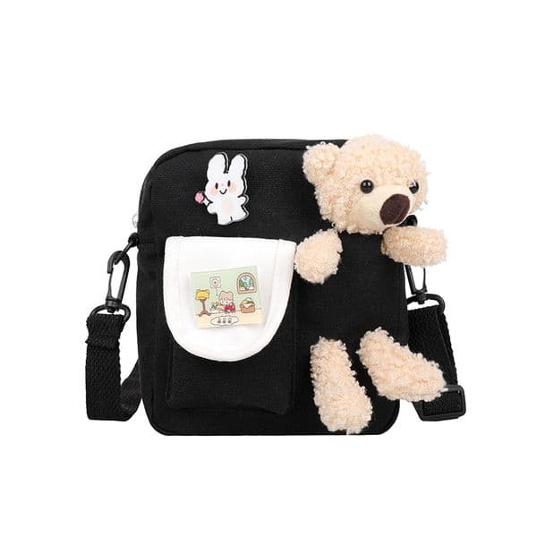 Cute Canvas Small Bag Diagonal Bags Baby Girl Cartoon Crossbody Bag Bear School Mini Coin Purse Women Boy Shoulder Bags For Kid