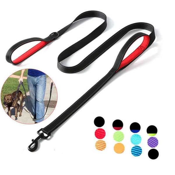 1.2/1.5/1.8m Two Handle Heavy Duty Double Handle Nylon Dog Leash For Training Control Guard Rope Walking Cats Dogs Harness Lead Y240803