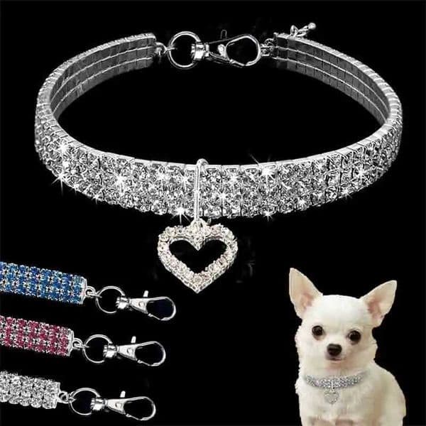 Bling Rhinestone Dog Collar Crystal Puppy Chihuahua Pet Dog Collars Leash For Small Medium Dogs Mascotas Accessories S M L Pink Y240803