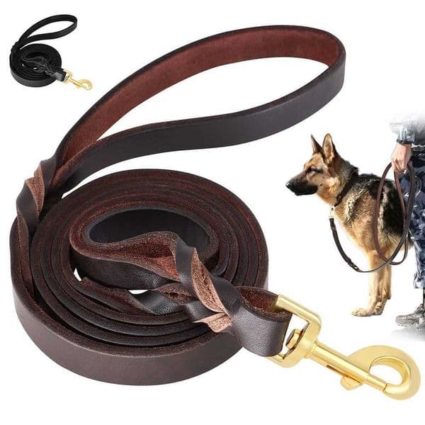 180cm Genuine Leather Dog Leash Durable Leather Braided Dog Long Leash For Pet Training Prevent Bite for Medium Large Dogs Y240803