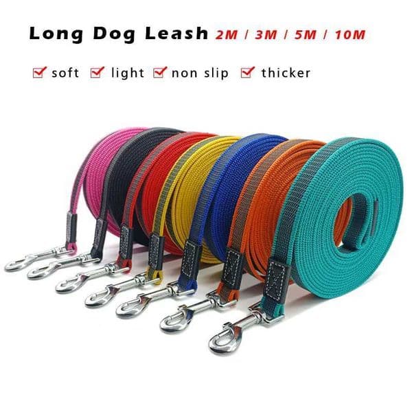 Non Slip Dog Leash 2M 3M 5M 10M Small Big Pet Soft Light Lead Rope Black Traction Long Leashes 10 5 3 2 Meters Cat Accessories Y240803