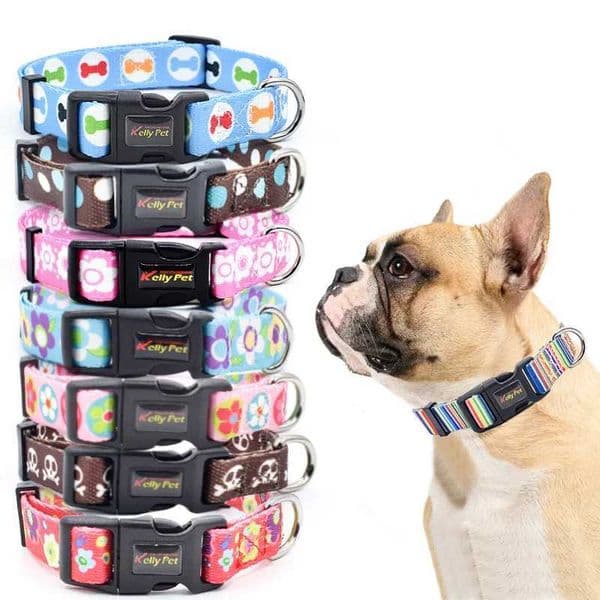 Single Layer Polyester Printed Dog Collar Small And Medium Dog Comfortable Pet Collar Adjustable Size Y240803