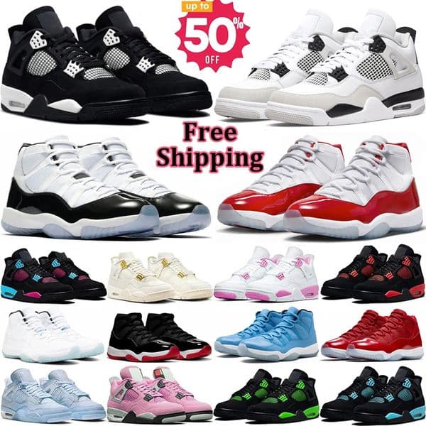 Designer Basketball Shoes 4s and 11s for Women Military Sail Red Black cat Cement Yellow Thunder White Oreo Cool Grey Gamma Blue University Seafoam Men
