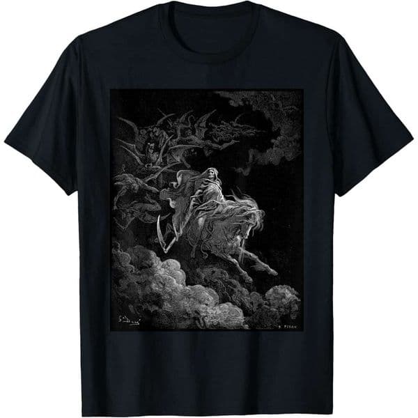 25ss T shirt Mens Gustave Dore - Death on the Pale Horse Art Print T Shirt shirts tshirt graphic tee Casual tops summer clothes Short sleeve Free shipping