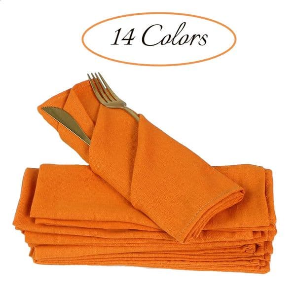 6 Pack Table Napkins Cloth Kitchen Tea Yellow Orange Color Towel for Wedding 18 X 12 Inches Durable Reusable for Family Dinners 240805