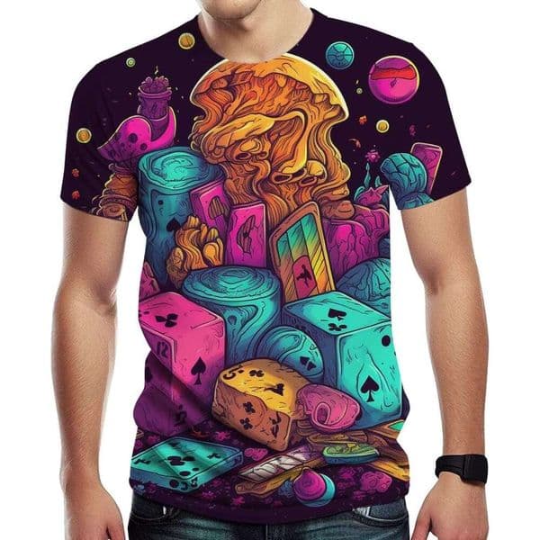 T shirt Mens Fantasy Poker Cards Creative Novelty 3D Print T Shirt shirts tshirt graphic tee Casual tops summer clothes Short sleeve Free shipping