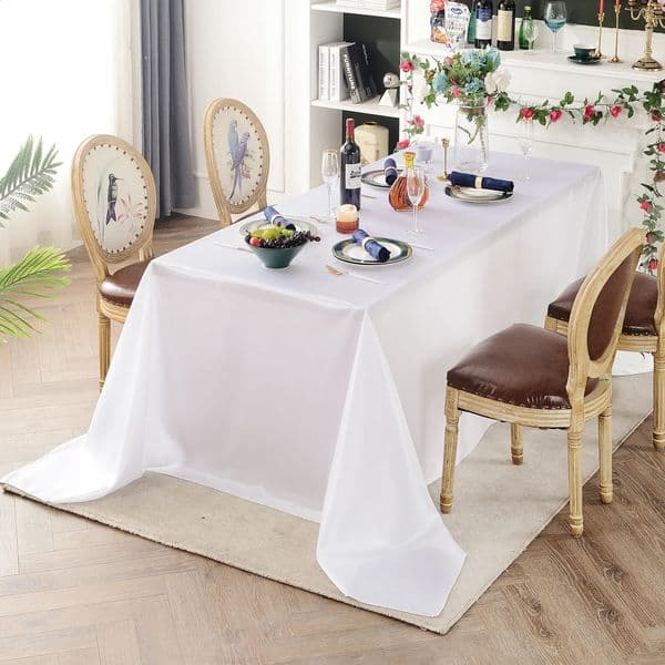 Rectangle Table Cloth White Satin Tablecloth for el Table Birthday Parties Holiday Dinner Wedding Banquet Home Decoration 240805