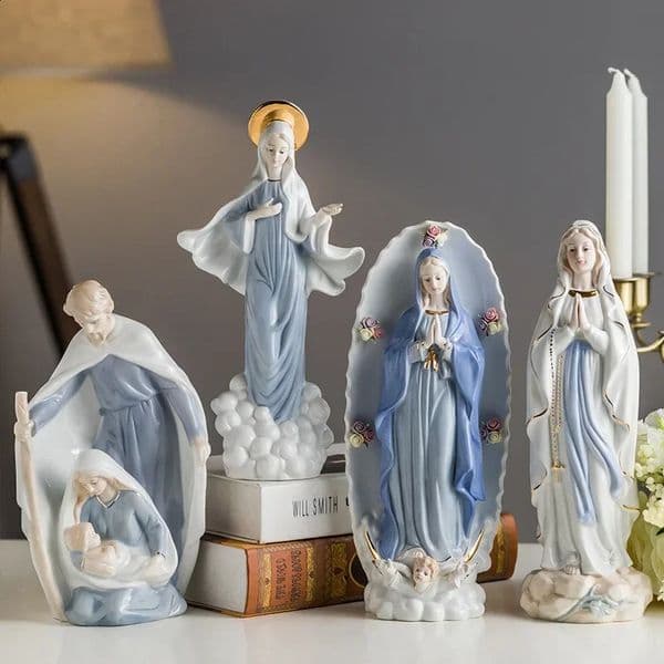 Holy Image Sacred Object Virgin Mary Joseph Church Family Statue Sculpture Ceramic Gift Ornaments Crafts and Decoration 240804