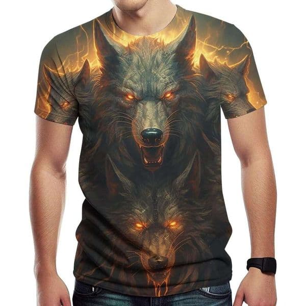 T shirt Mens T-Shirts Short Sleeve T-Shirt Print Personalized Sweatshirt Fashion Top shirts wolf graphic tee Casual tops summer clothes Short sleeve Free shipping