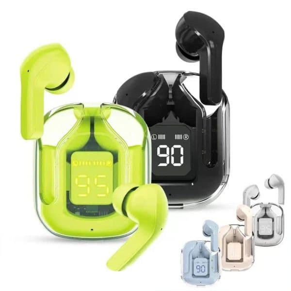 Transparent Wireless BT5.3 Headset T2 TWS Headphones ENC Headphones LED Power Digital Display Stereo Sound Earphones for Sports