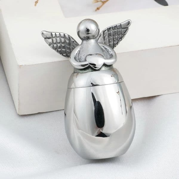 Small Keepsake Urns for Human Ashes Angel Wings Heart Mini Pet Dog Cats Cremation Urns Stainless Steel Memorial Ashes Holder 240805