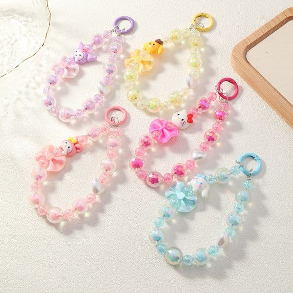 New Cute Beaded Small Pendant Cartoon Girl Phone Case Decoration Accessories Bag Keychain Factory Wholesale in Stock